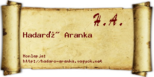 Hadaró Aranka névjegykártya