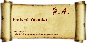 Hadaró Aranka névjegykártya